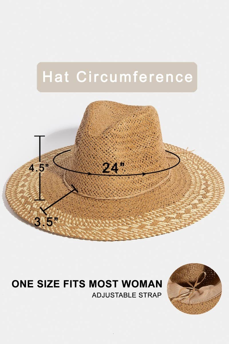 Two Tone Floppy Boho Straw Hat - Cloth + Cabin