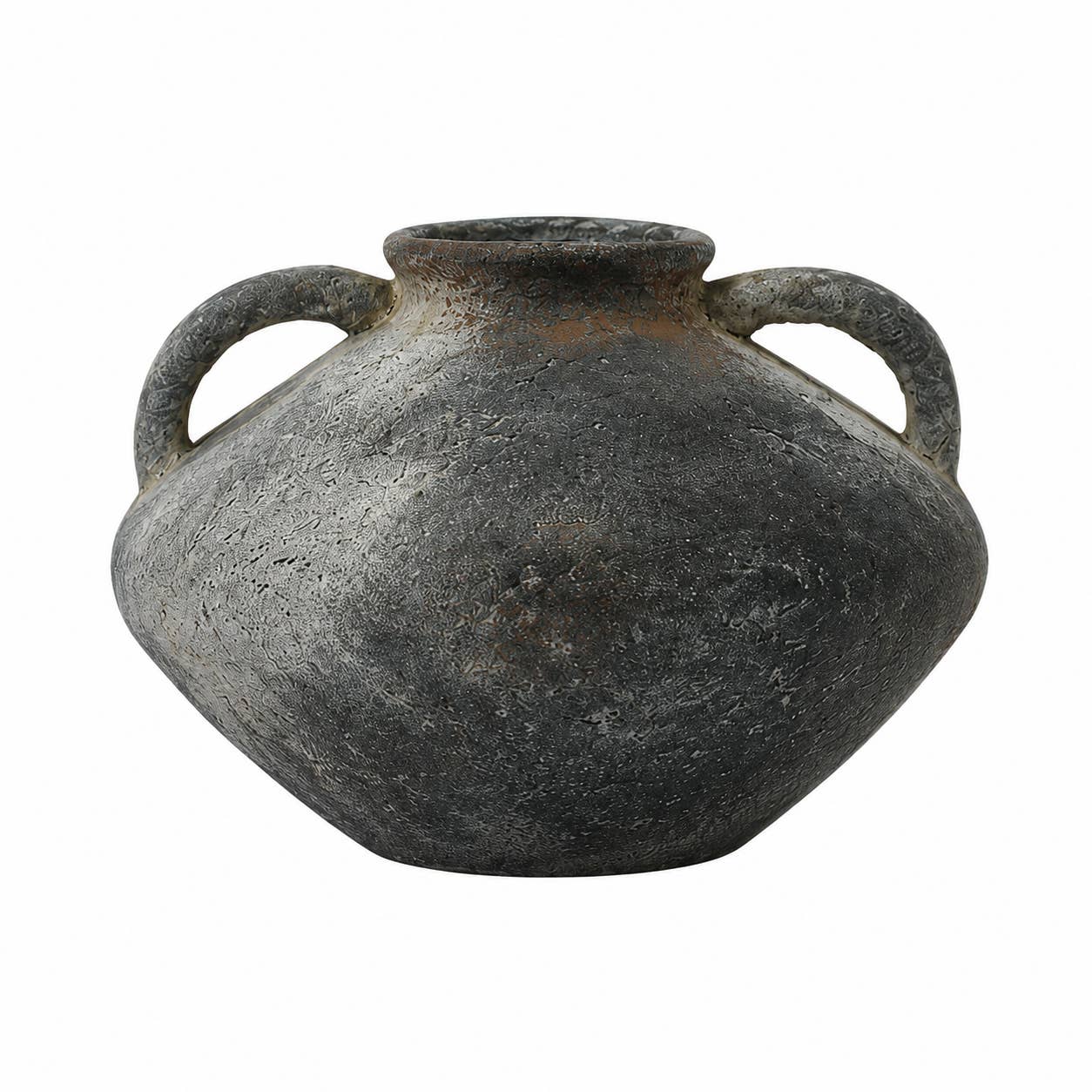 Rustic Dark Gray Ceramic Vase