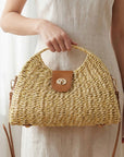 Woven Straw Top Handle Handbag - Cloth + Cabin