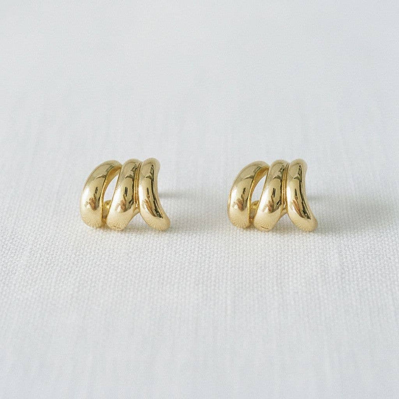 Gold-Toned Abstract Geometric Stud Earrings - Cloth + Cabin