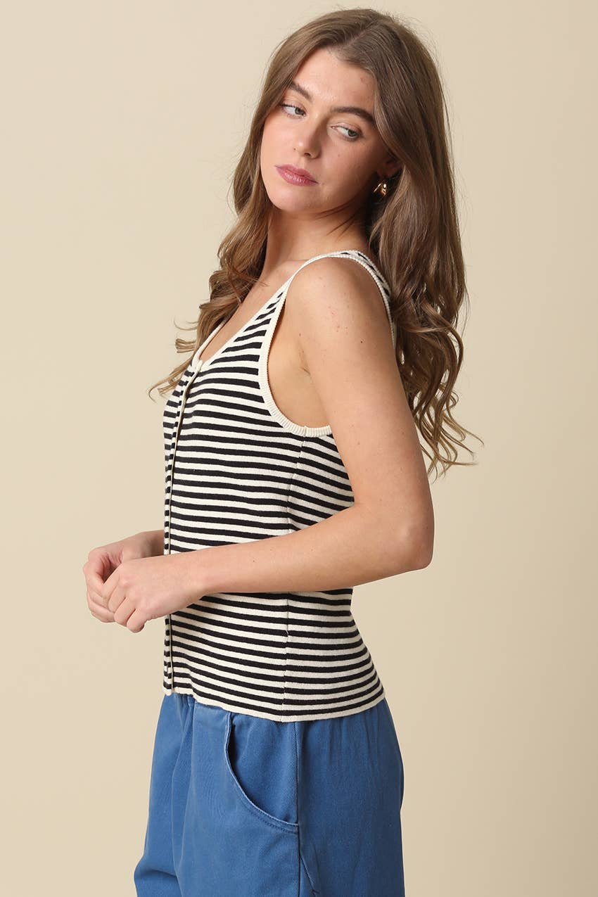 Eden Striped Button-Front Tank