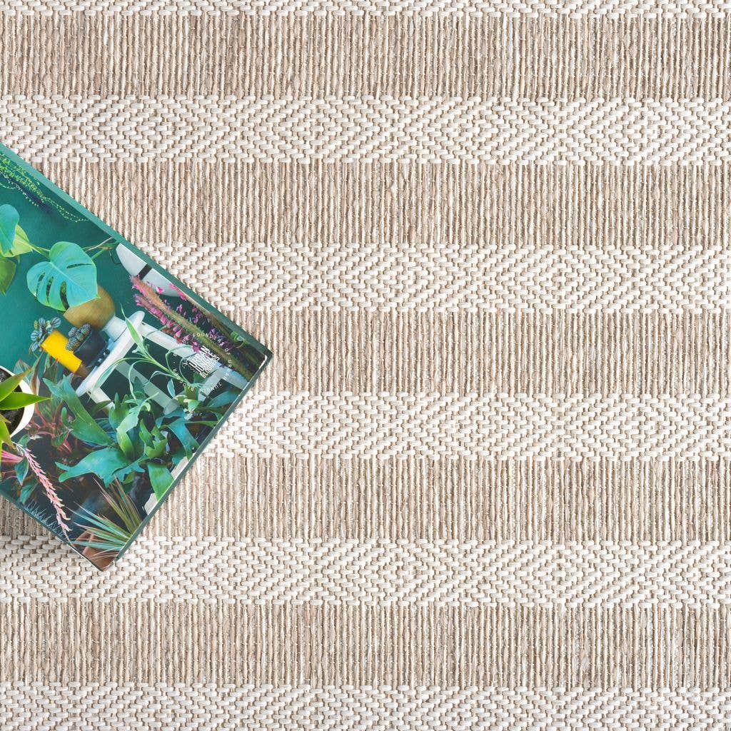 Ocean Striped Beige Brown Indoor/Outdoor Area Rug