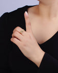 Gold Filled Clear CZ Baguette Cable Link Multiple Band Ring