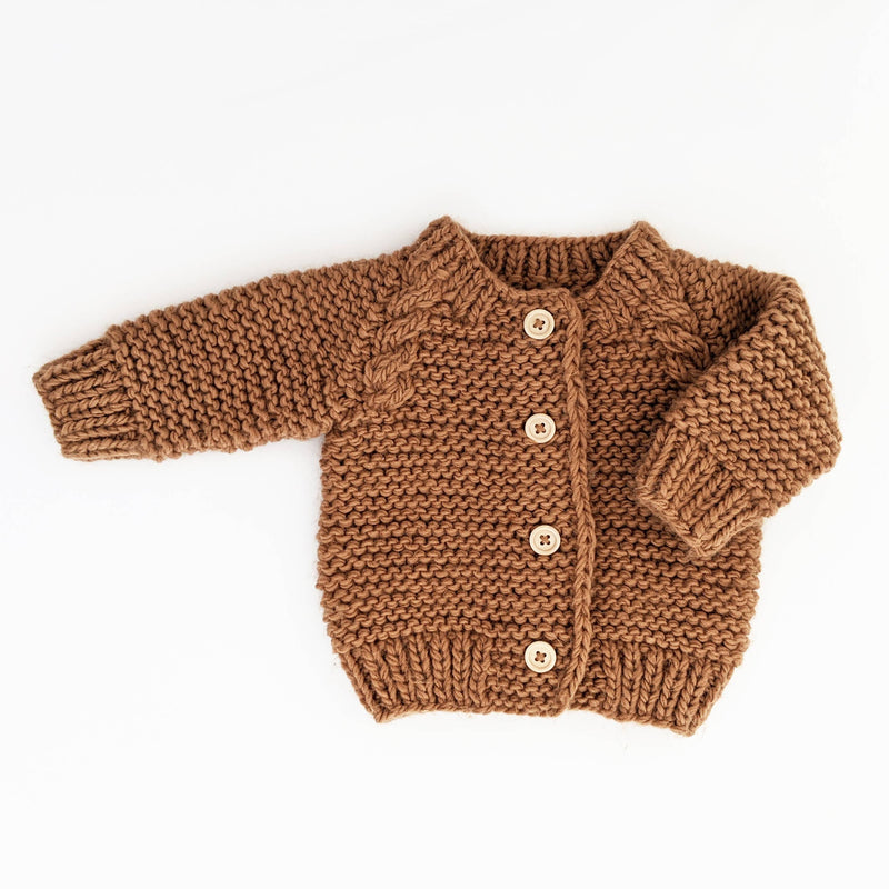 Pecan Brown Garter Stitch Cardigan