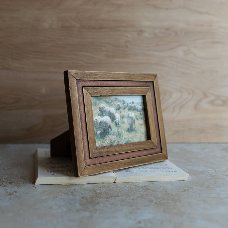 4x6 Photo Mara Picture Frame Wood Rust Copper Metal