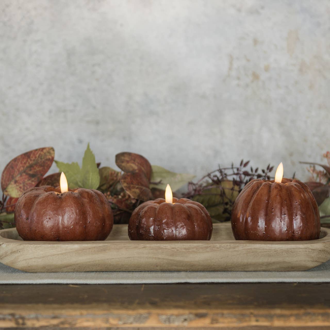 3" Bronze LED Pumpkin Candle