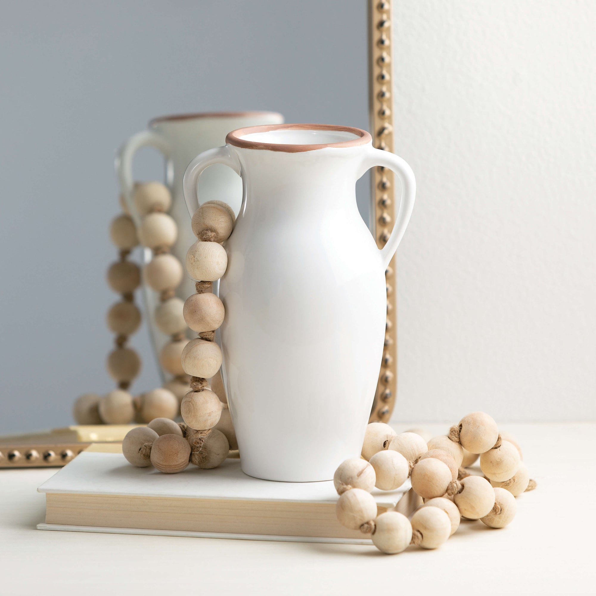 Natural Rimmed White Vase - Cloth + Cabin