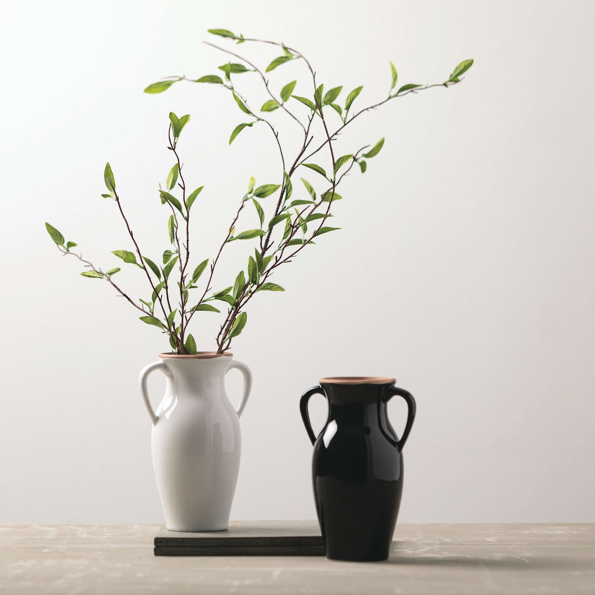 Natural Rimmed White Vase - Cloth + Cabin