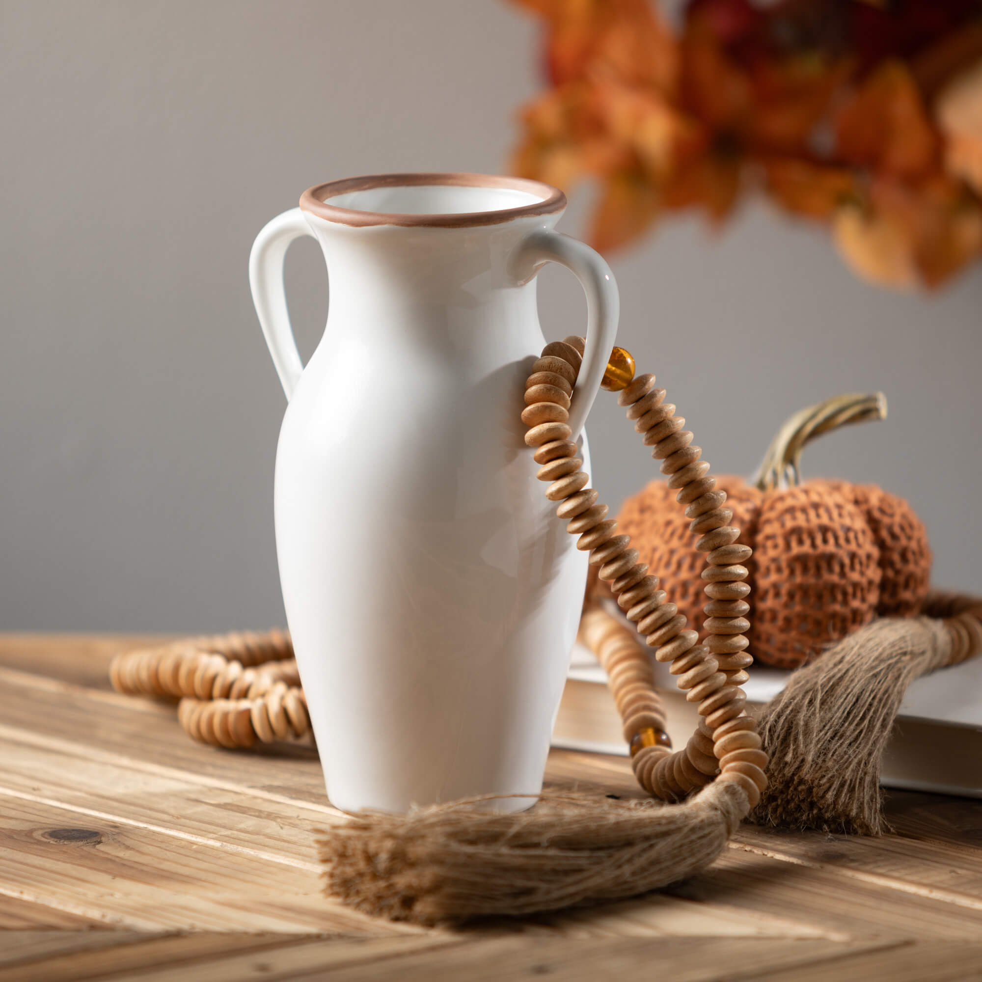 Natural Rimmed White Vase - Cloth + Cabin