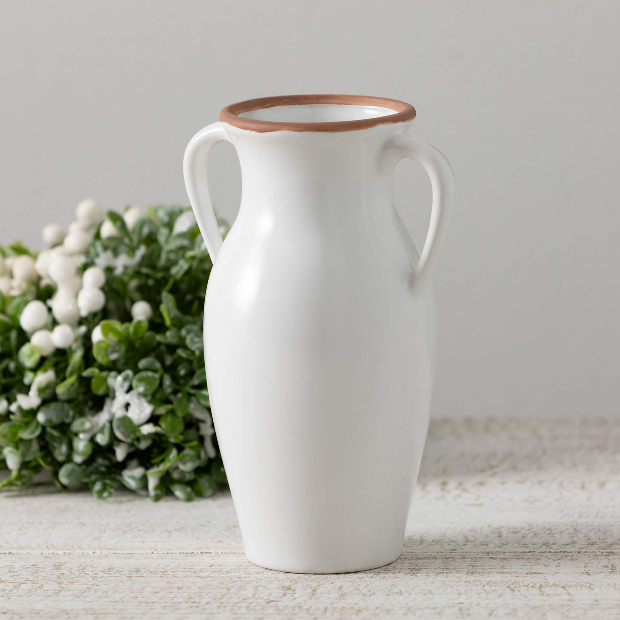 Natural Rimmed White Vase - Cloth + Cabin
