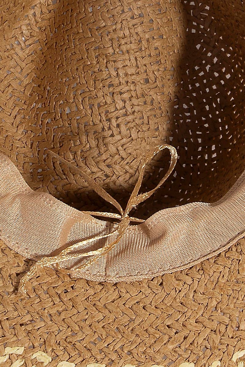 Two Tone Floppy Boho Straw Hat - Cloth + Cabin