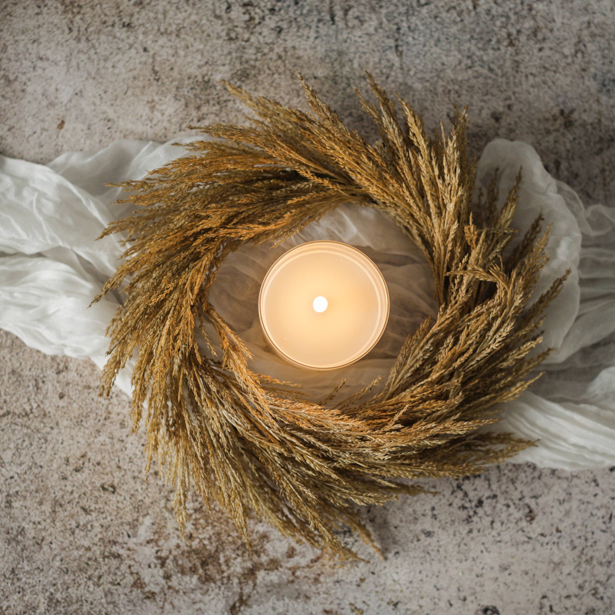 12" Dark Gold Wheat Candle Ring