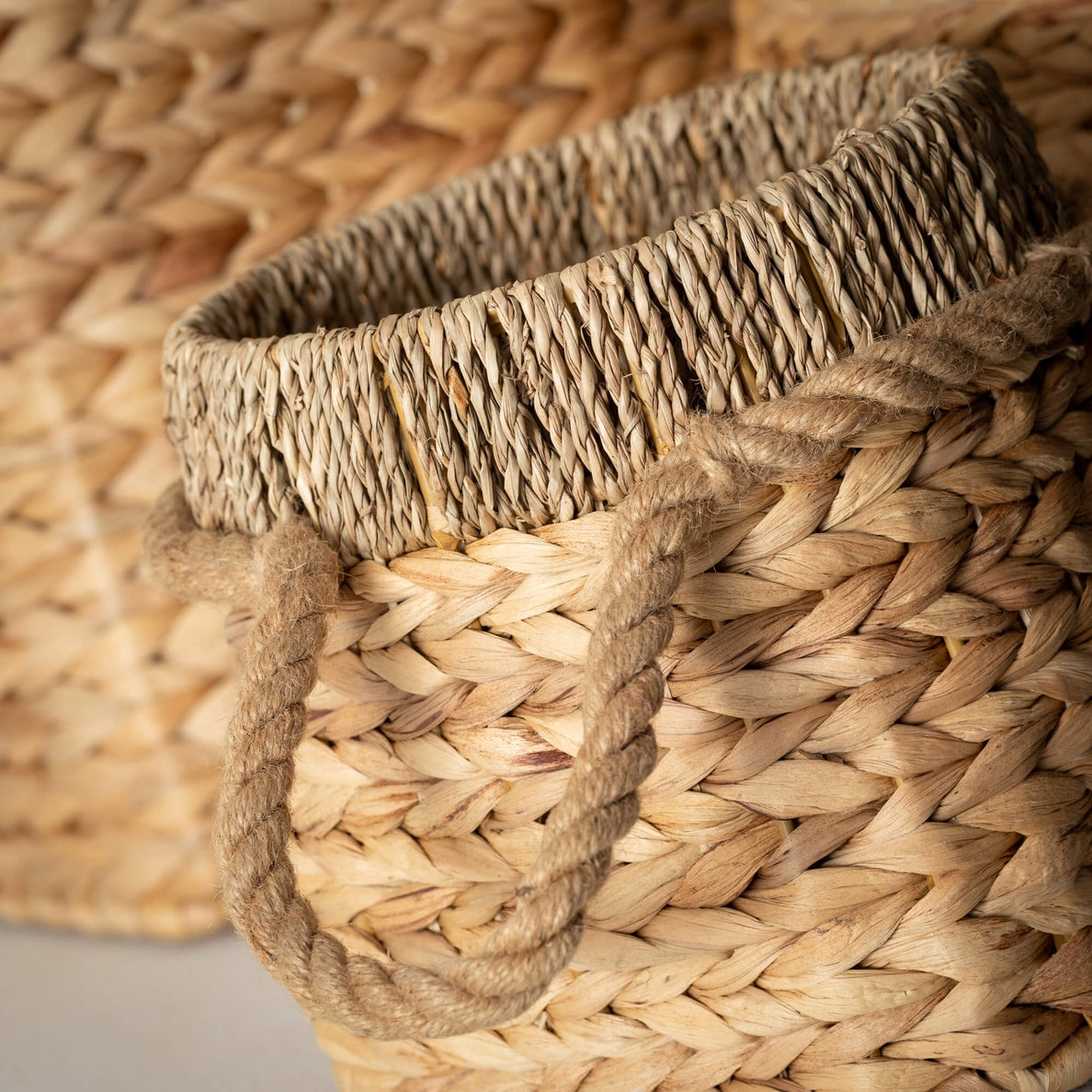 Woven Baskets w/ Rope Handle - Cloth + Cabin