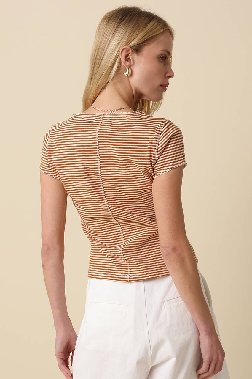 Tahni Striped Button-Front Top