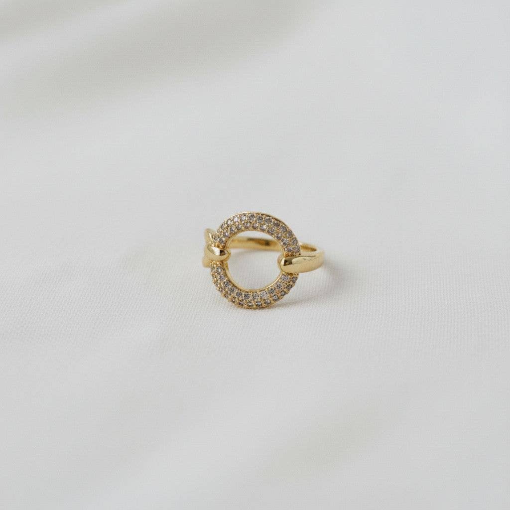 Artistic Geometric Adjustable Ring with Dazzling Stones