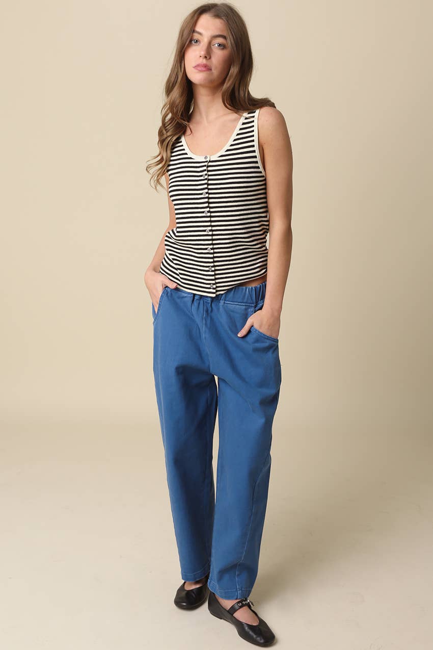Eden Striped Button-Front Tank