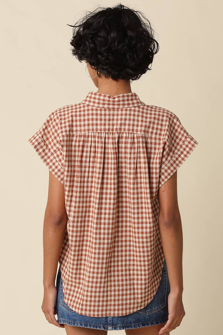 Natalya Sadie Gingham Button-Up Top