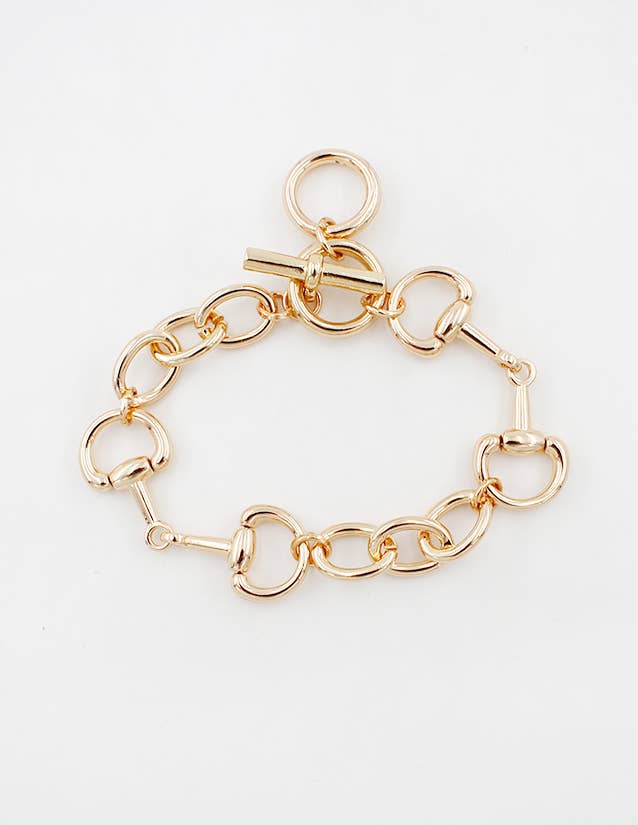 Horsebit Accent Chain Link Toggle Bracelet