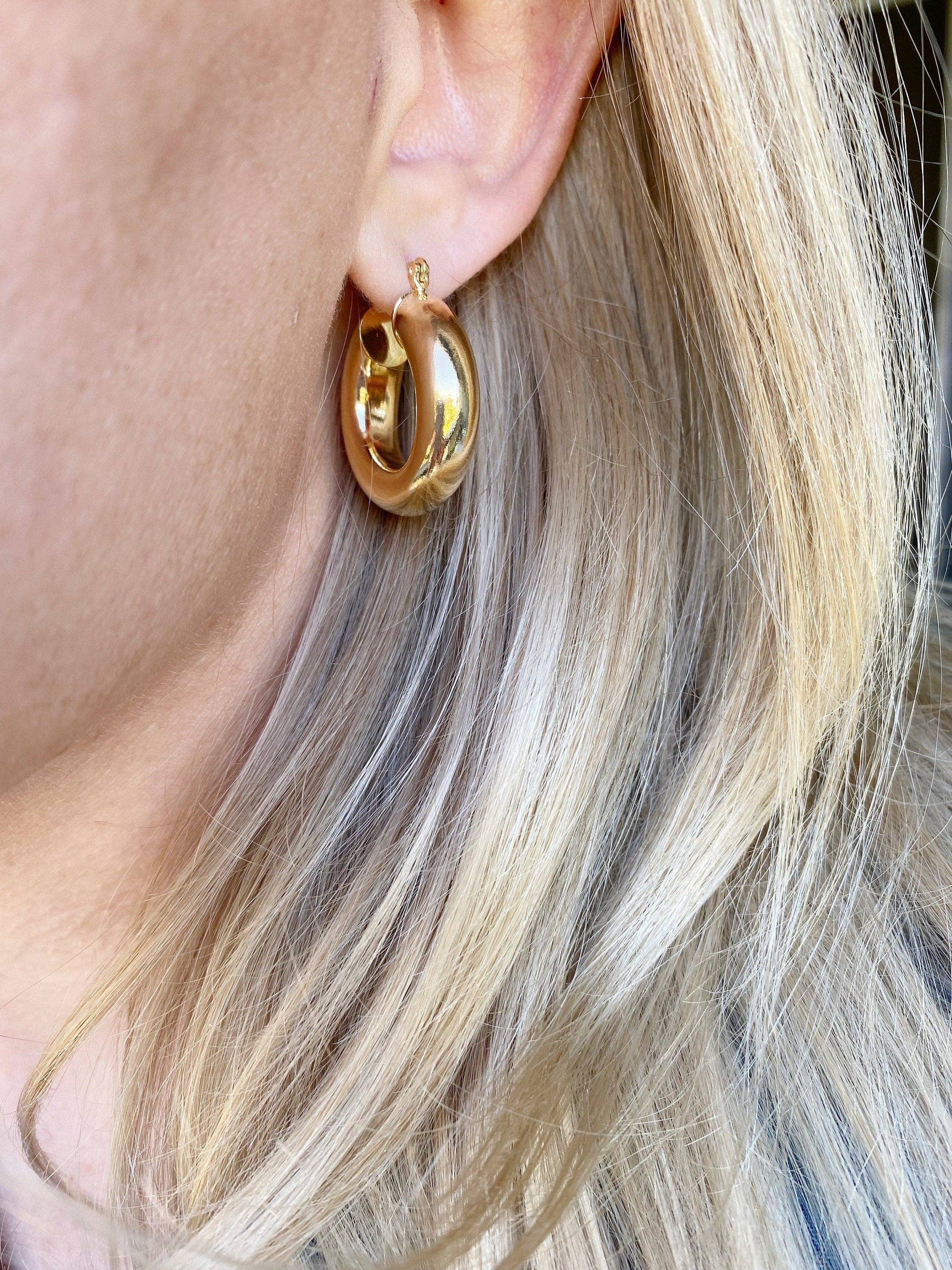 18k Gold Filled Thick Small Hoop Earrings - Cloth + Cabin
