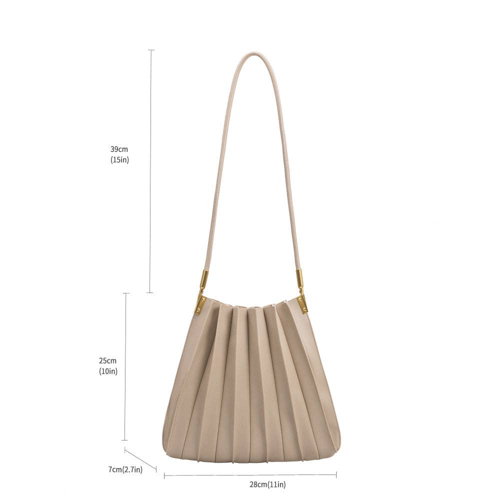 Carrie Ivory Pleated Vegan Shoulder Bag - Cloth + Cabin