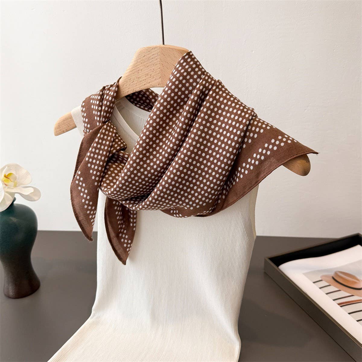 Elegant Polka Dot Herringbone Cotton Neck Scarf - Cloth + Cabin