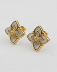 Clover Shell Zircon Stud Earrings