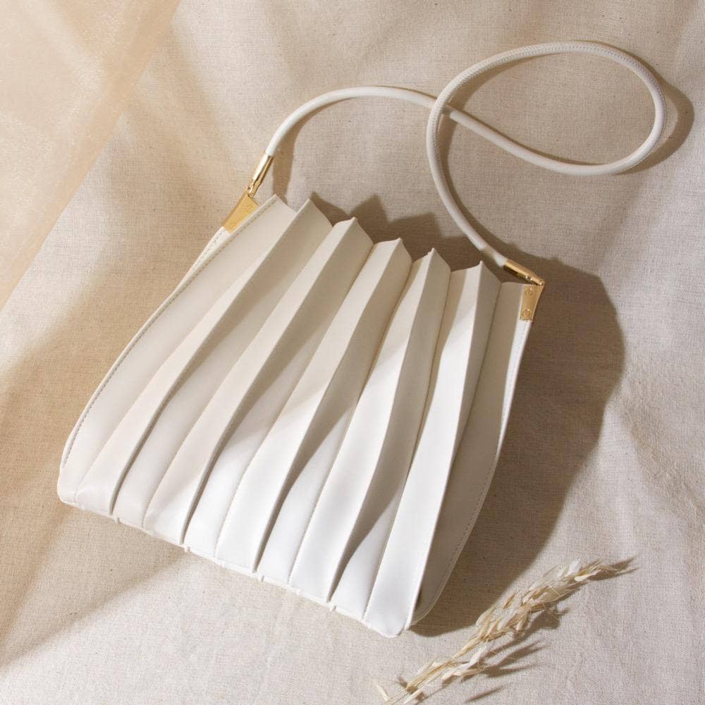 Carrie Ivory Pleated Vegan Shoulder Bag - Cloth + Cabin