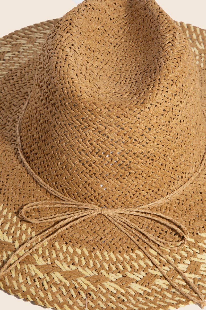 Two Tone Floppy Boho Straw Hat - Cloth + Cabin