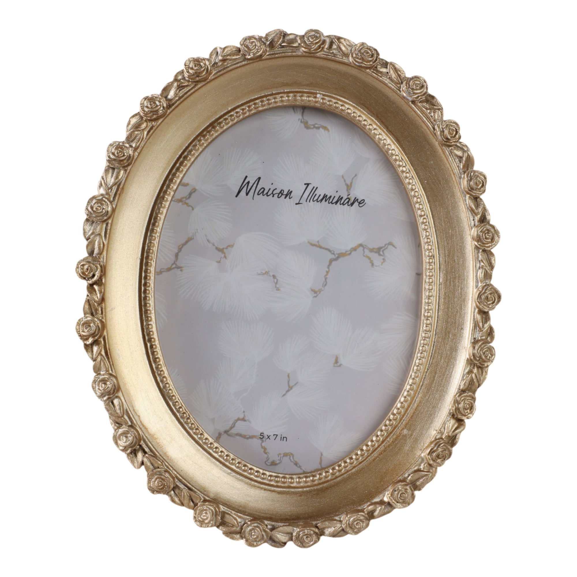 Gold Polyresin Oval Rosette Border Photo Frame - Cloth + Cabin