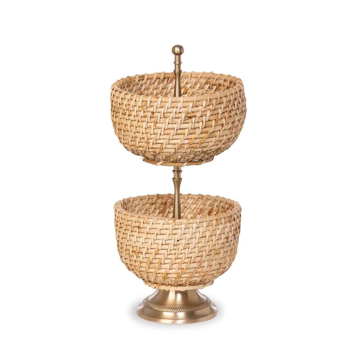 Amelia Woven Bamboo Cane Tiered Server - Cloth + Cabin