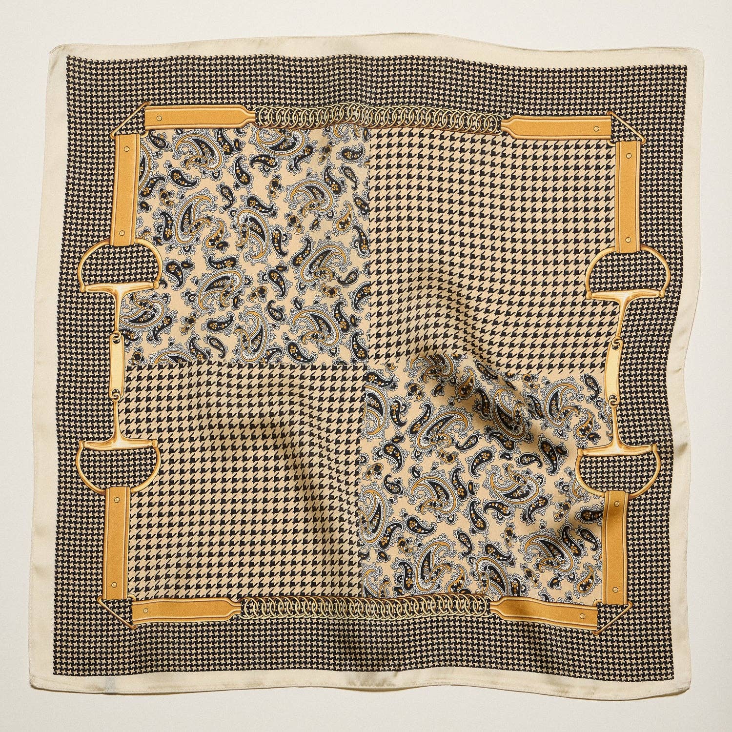 Vintage Chain &amp; Paisley Print Square Scarf