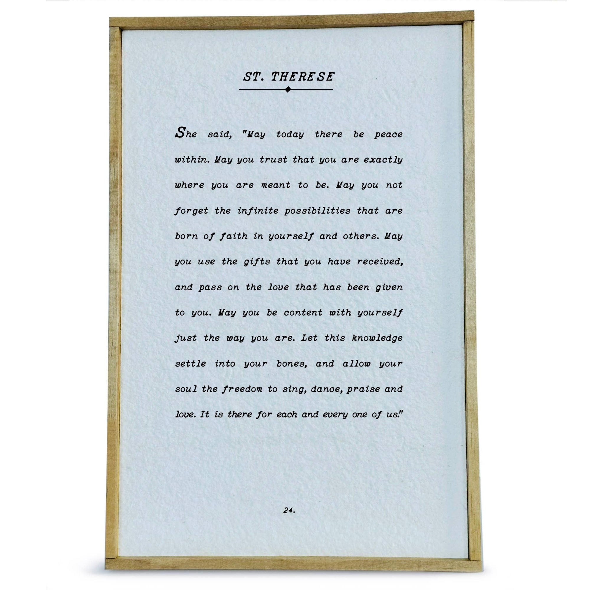 Book Page Handmade Paper Framed Sign, Mother Teresa - Cloth + Cabin