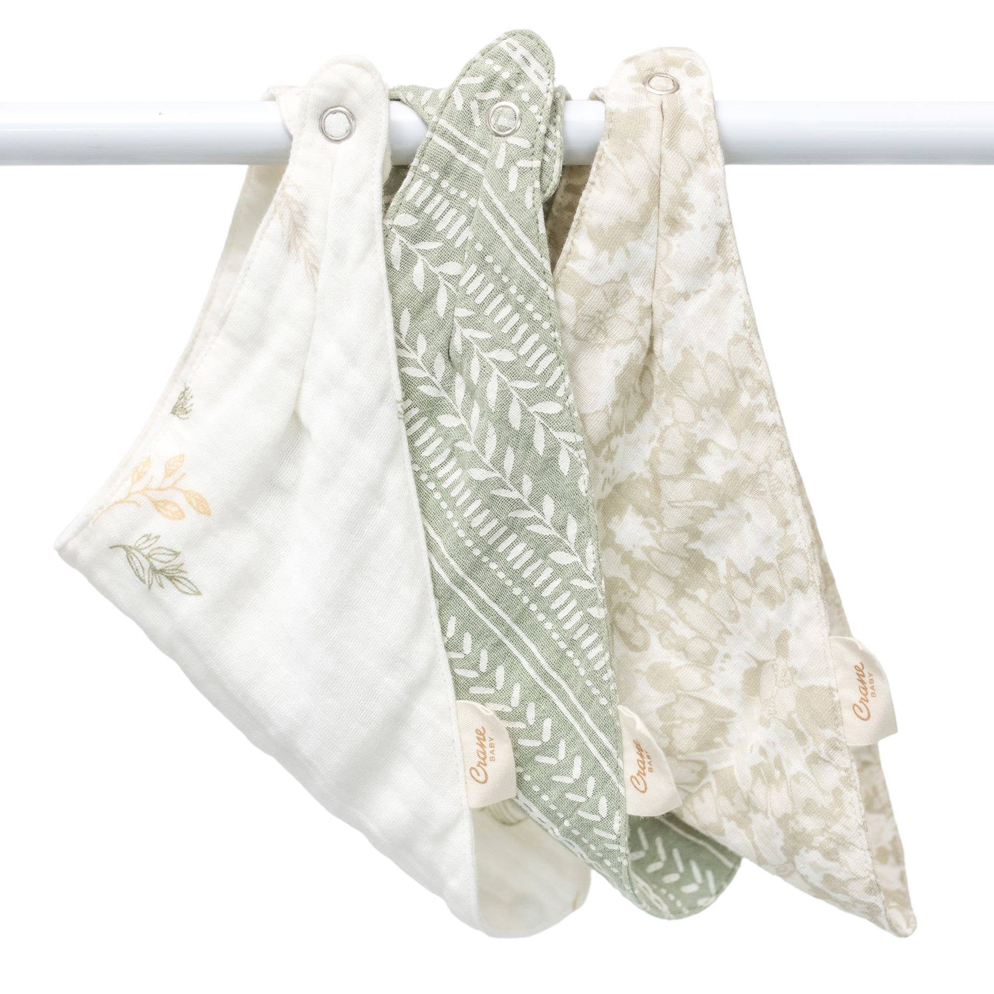 Willow Sage Muslin Cotton Bandana Baby Bib (3 Pack)
