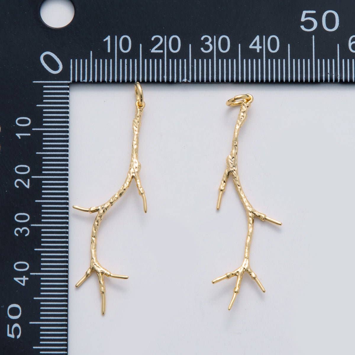 18K Gold Filled Hammered Tree Branch Geometric Charm
