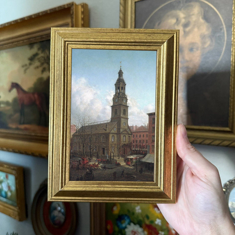 Vintage Style Winter Church Art Print Print Framed Art