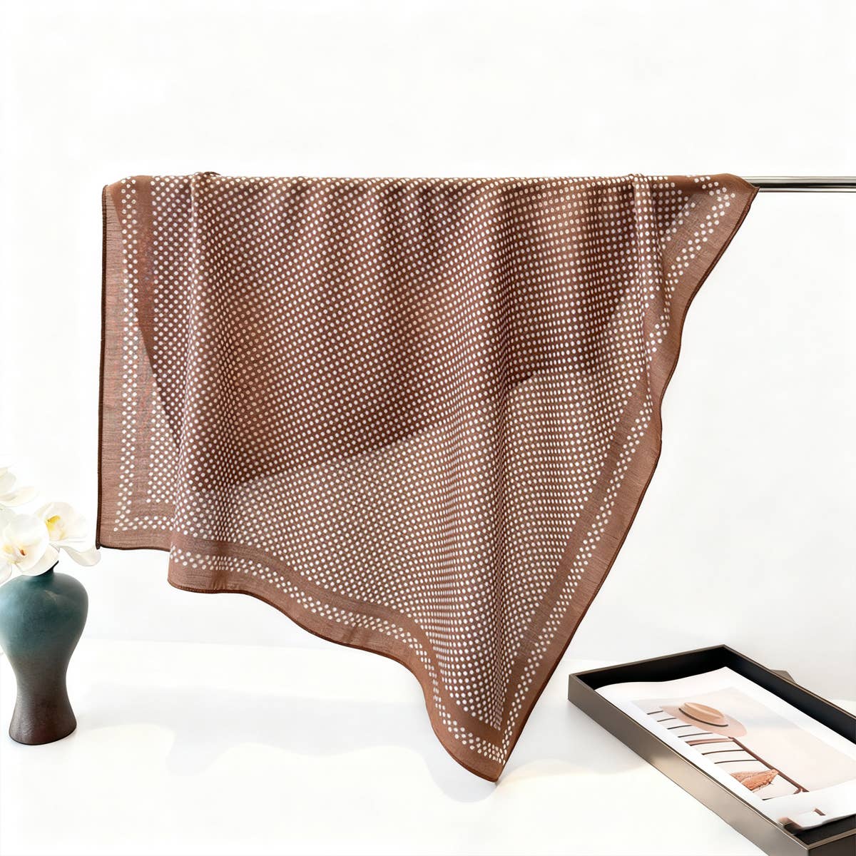 Elegant Polka Dot Herringbone Cotton Neck Scarf - Cloth + Cabin