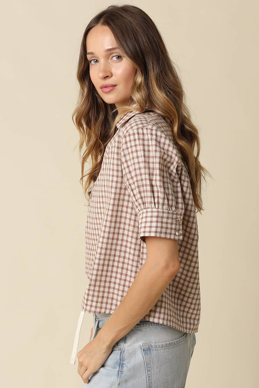 Anni Gingham Puff Sleeve Blouse