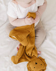 Toffee Lion Organic Cotton Muslin Lovey Blanket