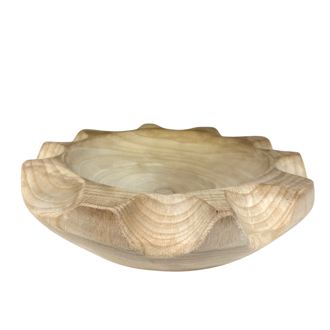 Antique White Wood Scalloped Bowl - Cloth + Cabin
