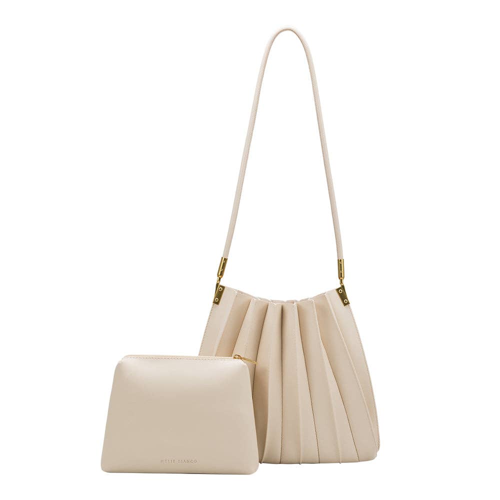 Carrie Ivory Pleated Vegan Shoulder Bag - Cloth + Cabin