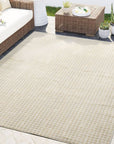 Dalia Beige Micro Grid Indoor Outdoor Rug