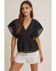 Zoie Swiss Dot Lace Peplum Blouse