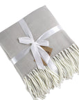 Grey Herringbone Fringed Throw Blanket - Cloth + Cabin