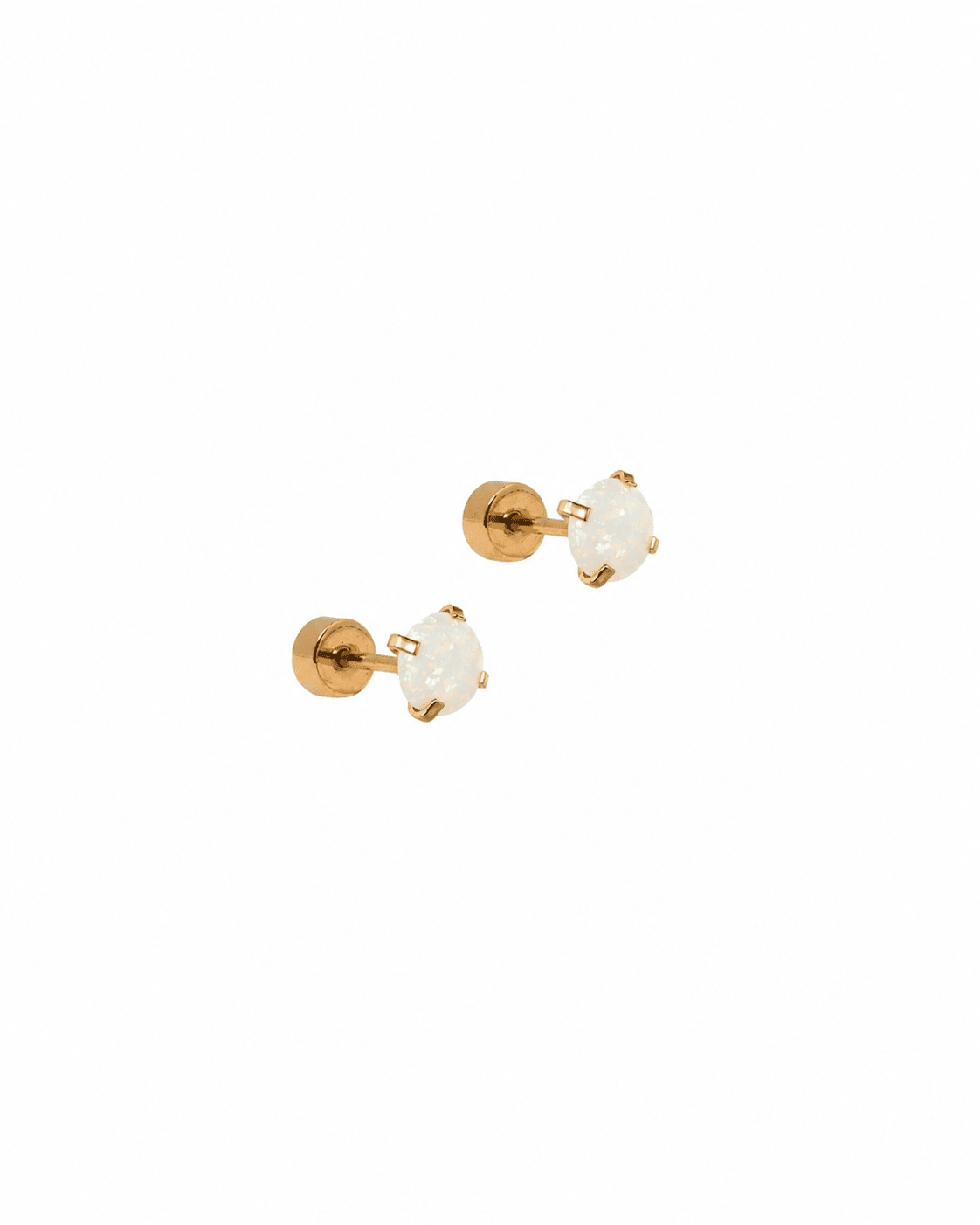 Screwback Stud Earrings - Venus Opal White
