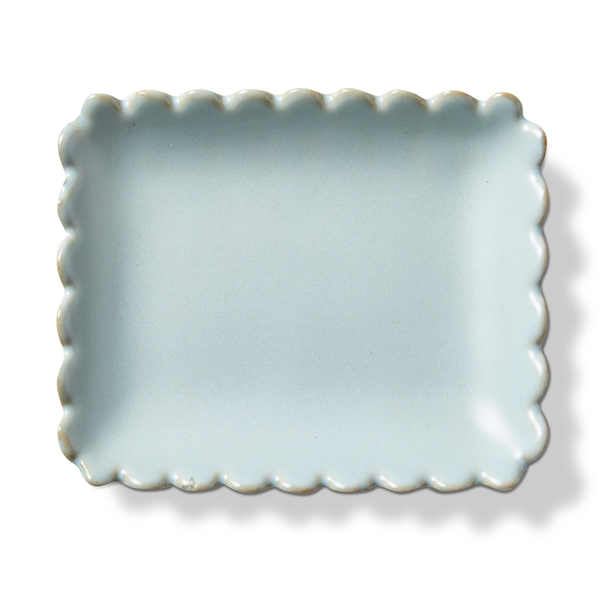 Scallop Rectangle Light Blue Trinket Dish - Cloth + Cabin