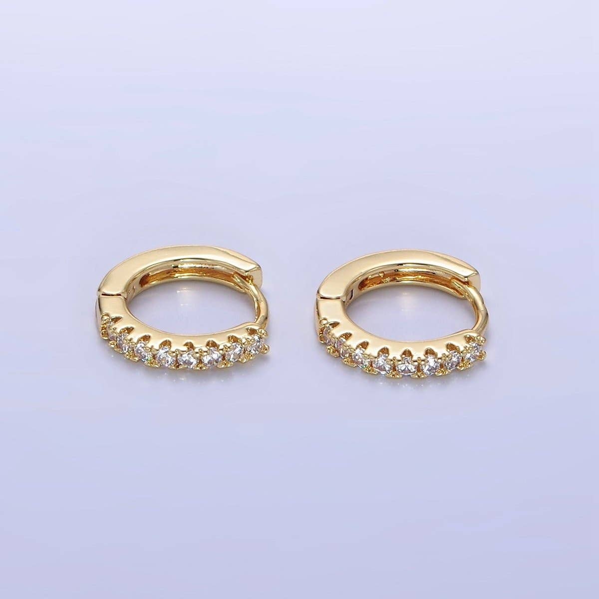 15mm Micro Paved Huggie Earrings