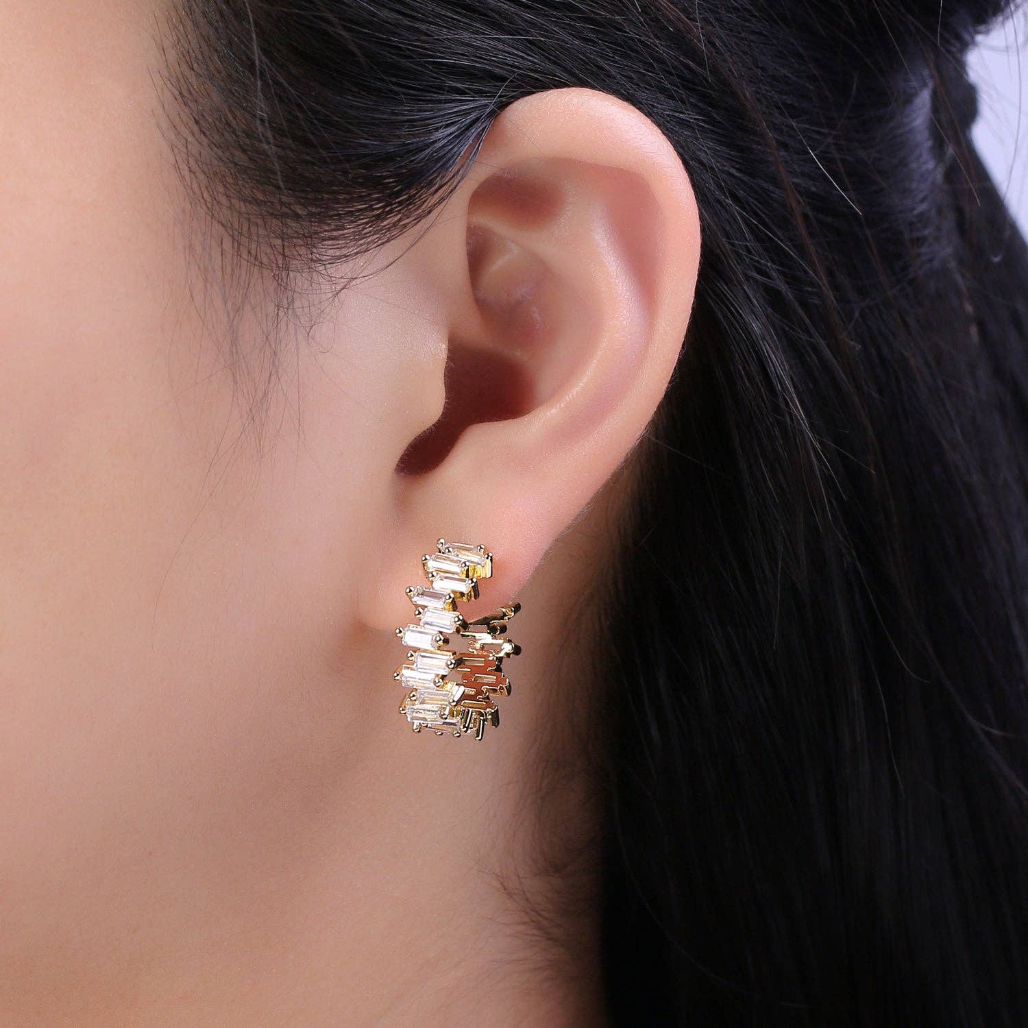 Baguette Hoop Earrings - Cloth + Cabin