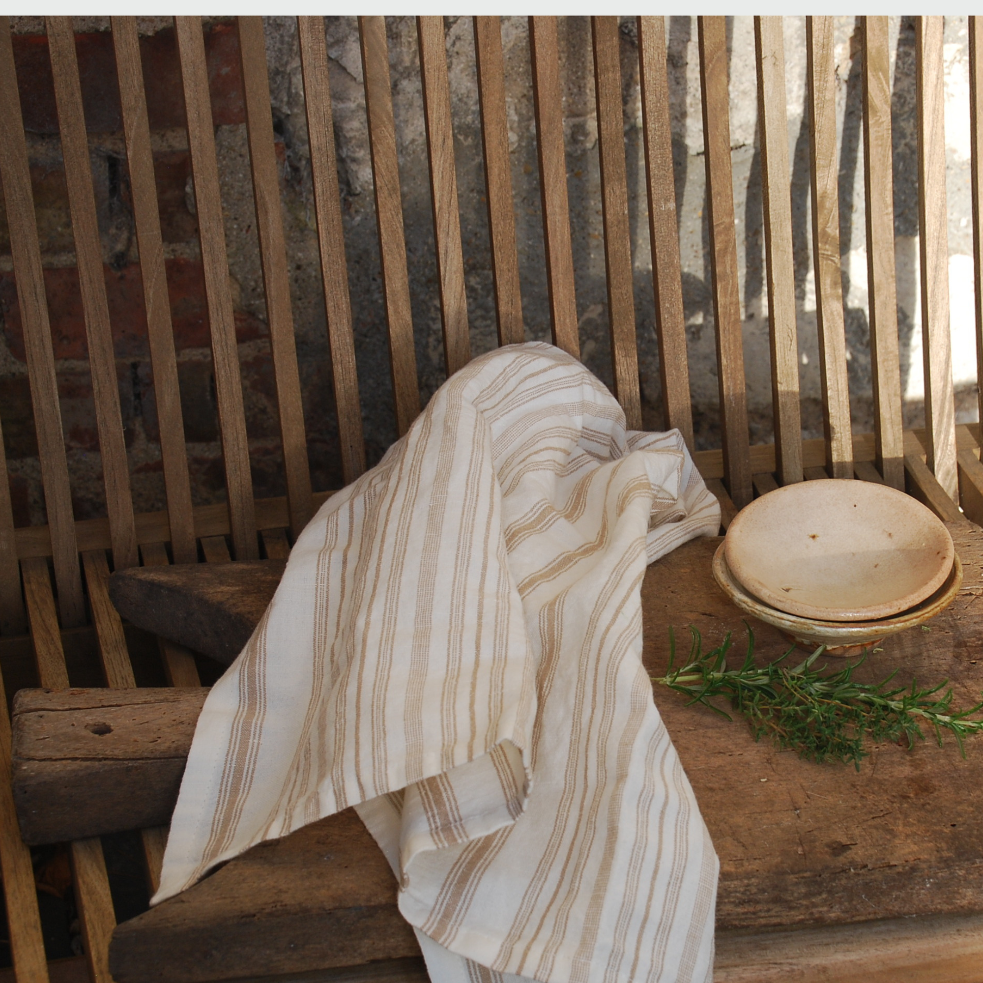 Stripe Dish Towel in Nougat / Set of 2 - Cloth + Cabin