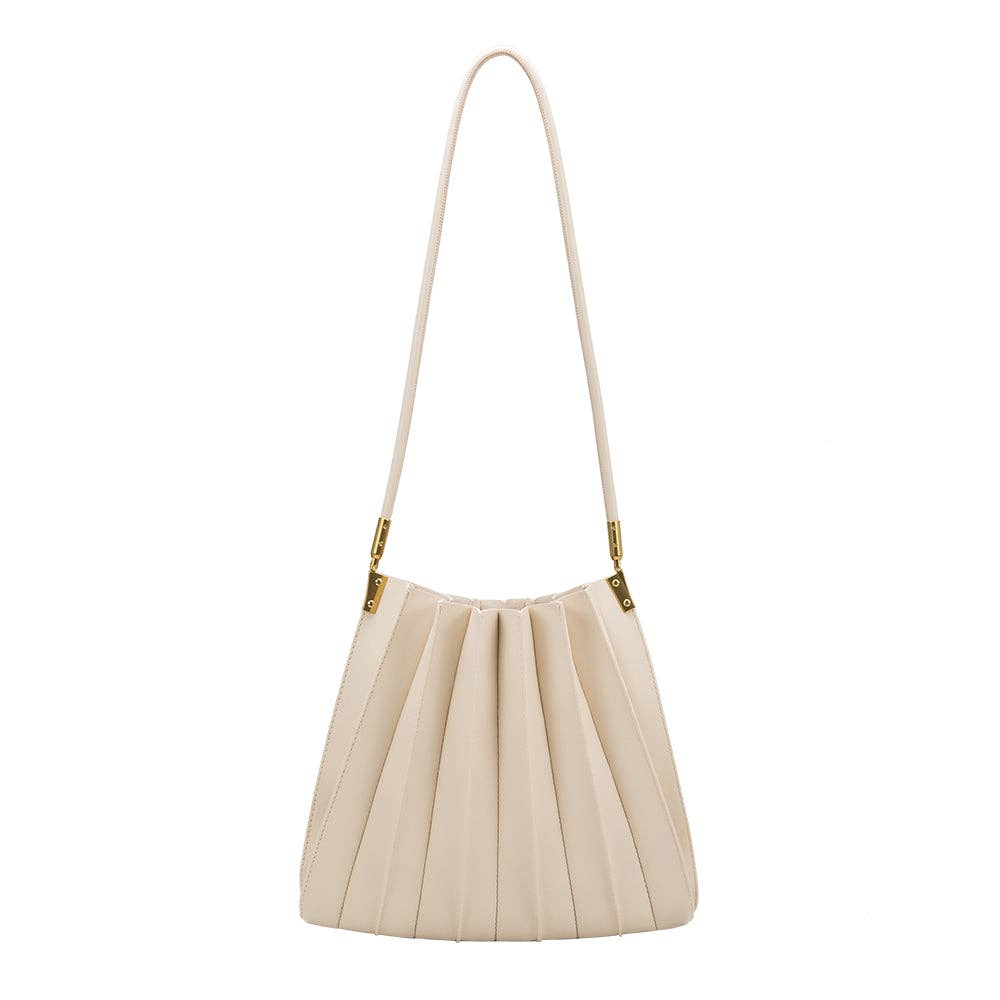 Carrie Ivory Pleated Vegan Shoulder Bag - Cloth + Cabin