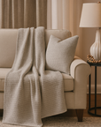 Grey Pure Cotton Line-Stitch Throw Blanket - Cloth + Cabin
